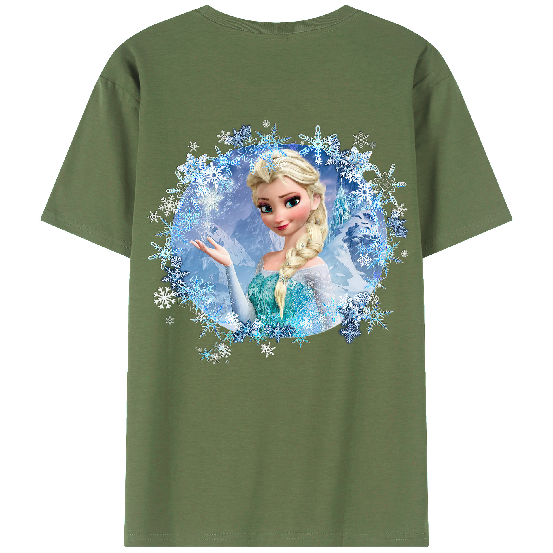（画像用） アナと雪の女王 アンナ エルサ Frozen Anna Elsa 綿100％ メンズ半袖Tシャツ（バックプリント） 通気性